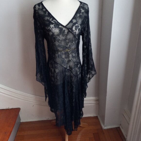 EXPRESS BLACK LACE FAIRY GOTH COTTON DRESS 7/8 M NWT - Picture 1 of 10
